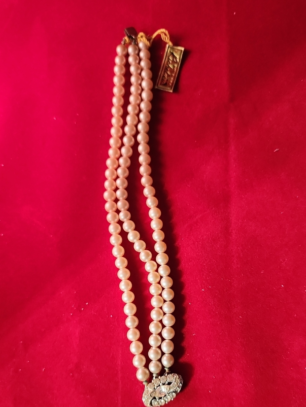 Vintage Richelieu Pearl Bracelet with Rhinestone Accent